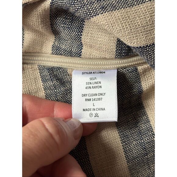 Anthropologie ASTR The Label Women's Wrap Crop Top Navy Tan Stripe Size L - Picture 10 of 10